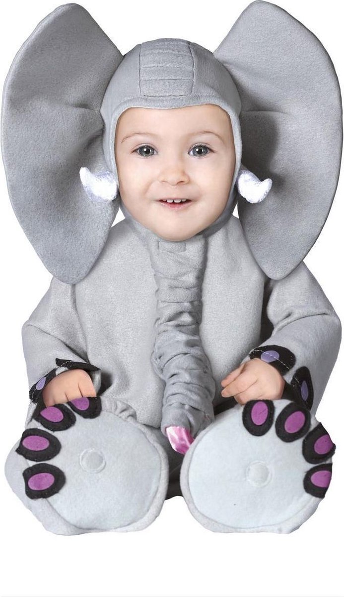 Olifant & Nijlpaard Kostuum | Snoezige Olifant Baby Kind Kostuum | 1 - 12 maanden | Carnaval kostuum | Verkleedkleding